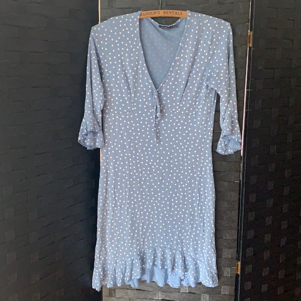 BOGO Light Blue and White Polkadot Dress